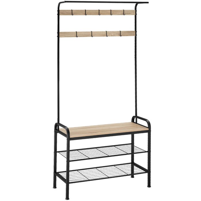 Garderobe Industrial Holz hell, Eiche Sonoma 85,5x36x184cm