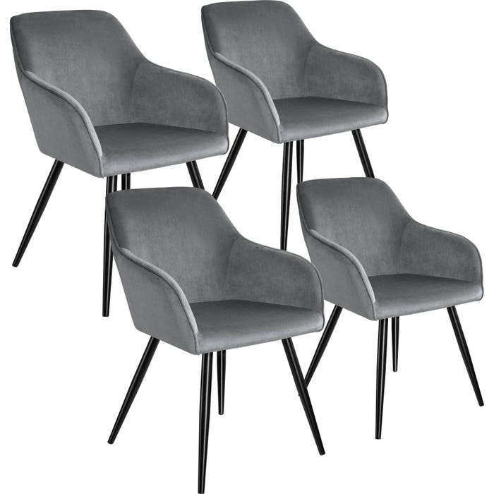 Chaise Marilyn, gris/noir, lot de 4
