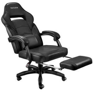 Racing office chair Comodo with footrest, black/black