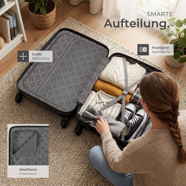3er Kofferset Talia mit Kofferwaage und Kofferanhänger schwarz