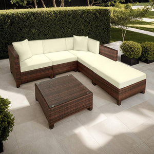 Rattan Lounge schwarz/braun