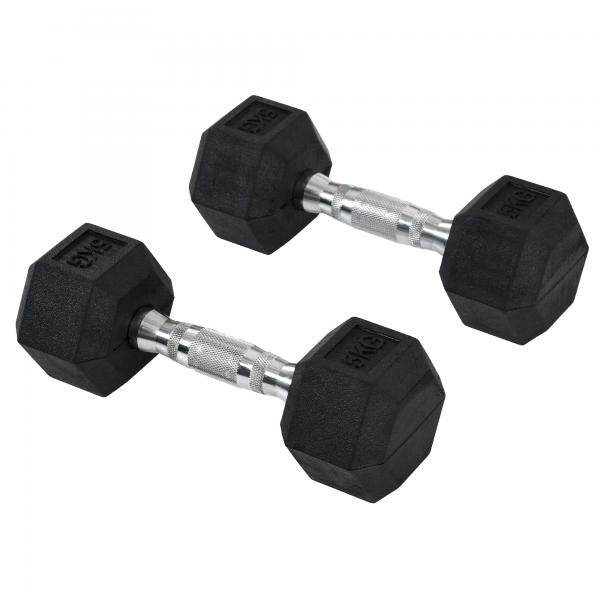 2er-Set Gummi-Hantel Fitness Hantel Kurzhantel Metall Gummi schwarz 5 KG