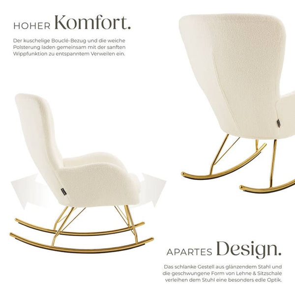 Schaukelstuhl Swing creme/gold