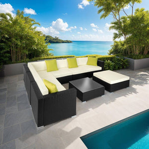 Rattan Loungeset Marbella - schwarz