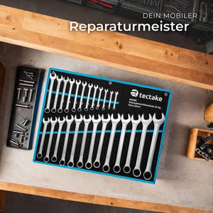 Maul-Ringschlüsselsatz 25-tlg. mit Rolltasche schwarz/blau