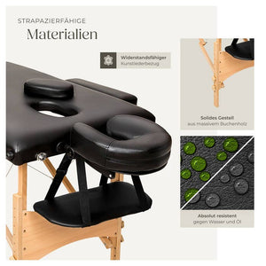 3 Zonen Massageliege-Set Daniel mit Polsterung, Rollen und Holzgestell schwarz