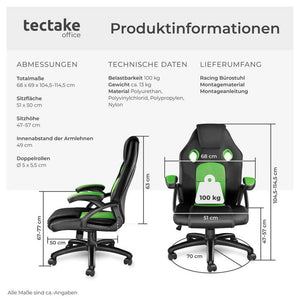 Mike office chair, black/green