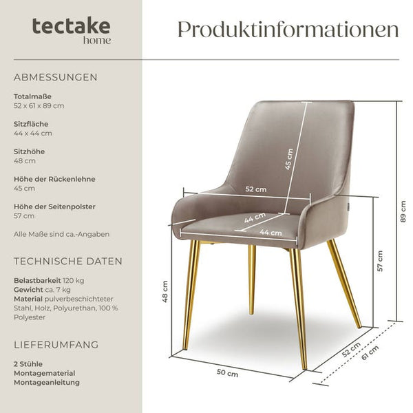 Polsterstuhl Avane taupe 2er Set