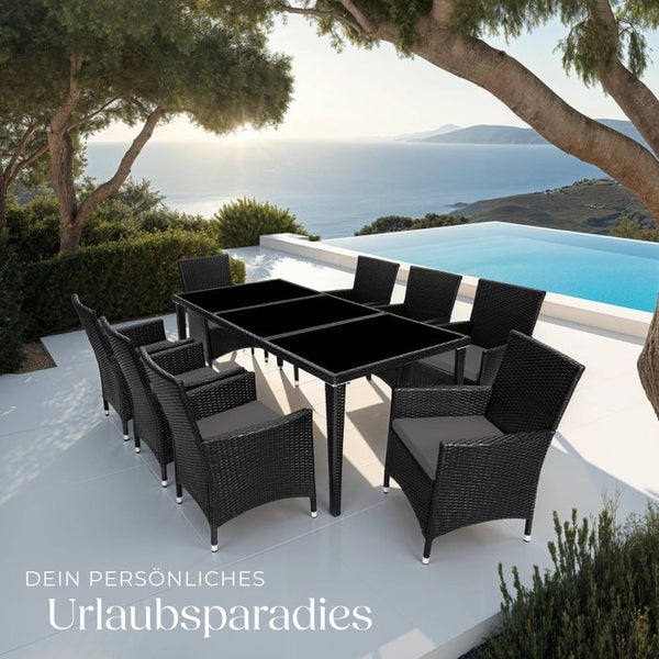 Aluminium Rattan Sitzgruppe Menorca schwarz