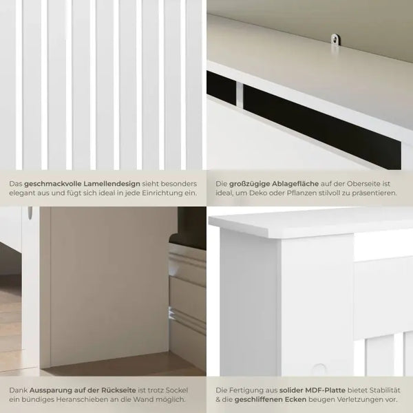 Heizkörperabdeckung Vila Lamellendesign mit Ablage weiss 78 x 19 x 82 cm