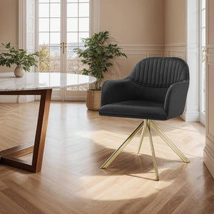 Samt-Drehstuhl Lona schwarz/gold pro Stück