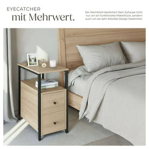 Nachttisch Tullamore Industrial Holz hell, Eiche Sonoma