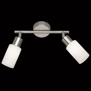 2er Deckenspot Deckenlampe nickel matt, Glas opal matt