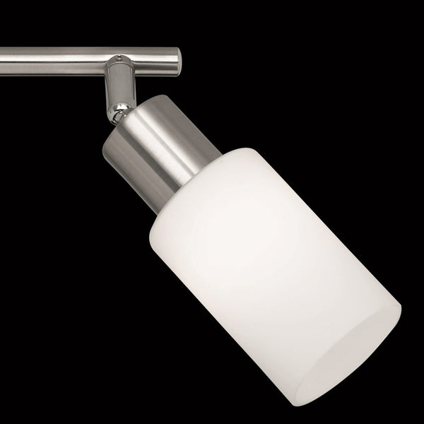 2er Deckenspot Deckenlampe nickel matt, Glas opal matt