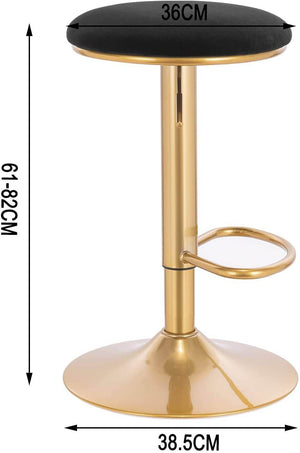 2er Set Barhocker Barstuhl mit Fußstütze höhenverstellbar Samt Gold