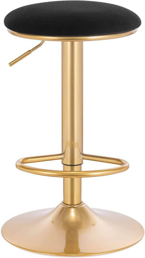 2er Set Barhocker Barstuhl mit Fußstütze höhenverstellbar Samt Gold