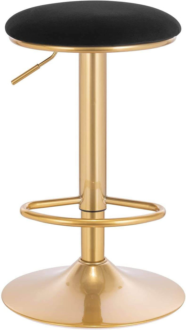 2er Set Barhocker Barstuhl mit Fußstütze höhenverstellbar Samt Gold