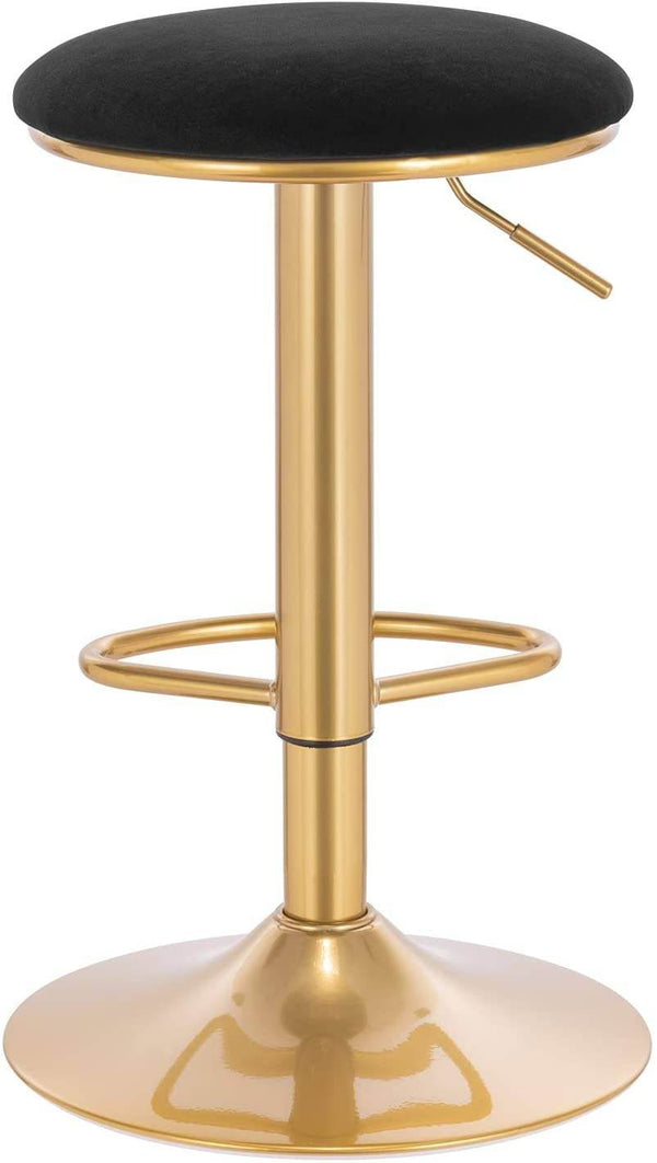 2er Set Barhocker Barstuhl mit Fußstütze höhenverstellbar Samt Gold