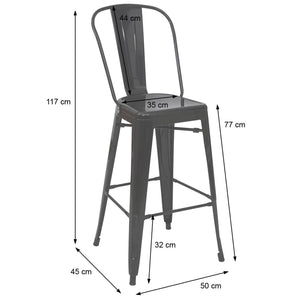 2er-Set Barhocker JAM-A73 Industriedesign grau