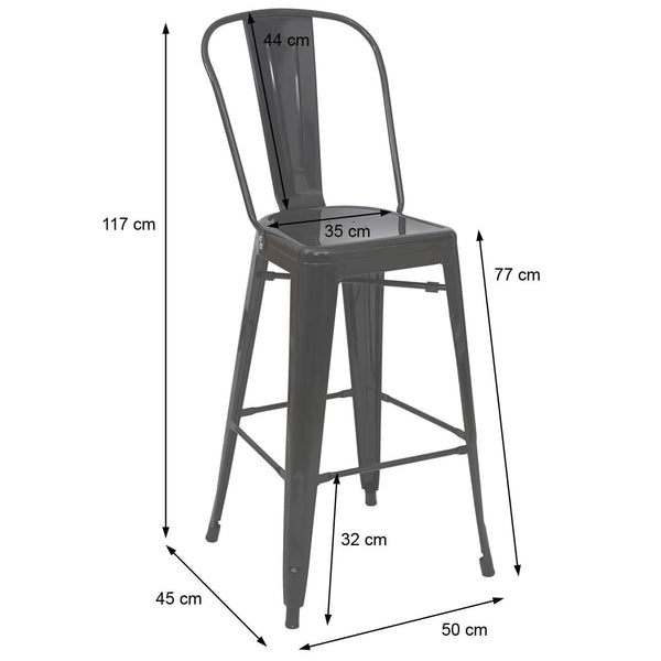 2er-Set Barhocker JAM-A73 Industriedesign grau