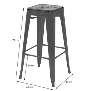 2er-Set Barhocker JAM-A73 Metall Industriedesign stapelbar rot