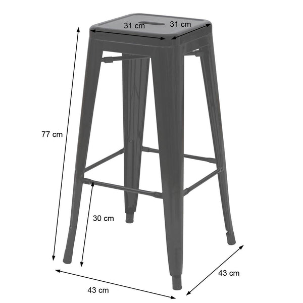 2er-Set Barhocker JAM-A73 Metall Industriedesign stapelbar rot