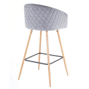 2er-Set Barhocker JAM-D72 Küchenhocker Holzoptik Samt grau