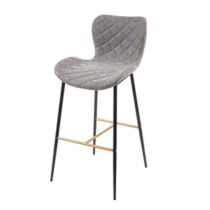 2er-Set Barhocker JAM-E55 Vintage goldfarbene Streben grau
