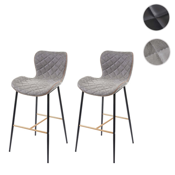 2er-Set Barhocker JAM-E55 Vintage goldfarbene Streben grau