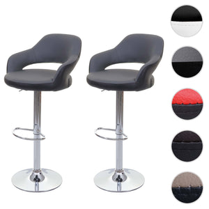 2er-Set Barhocker JAM-F16 Drehhocker mit Lehne grau-schwarz