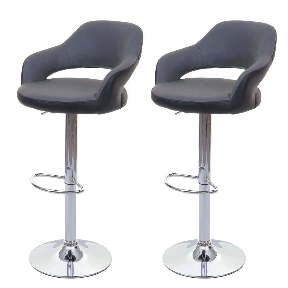 2er-Set Barhocker JAM-F16 Drehhocker mit Lehne grau-schwarz