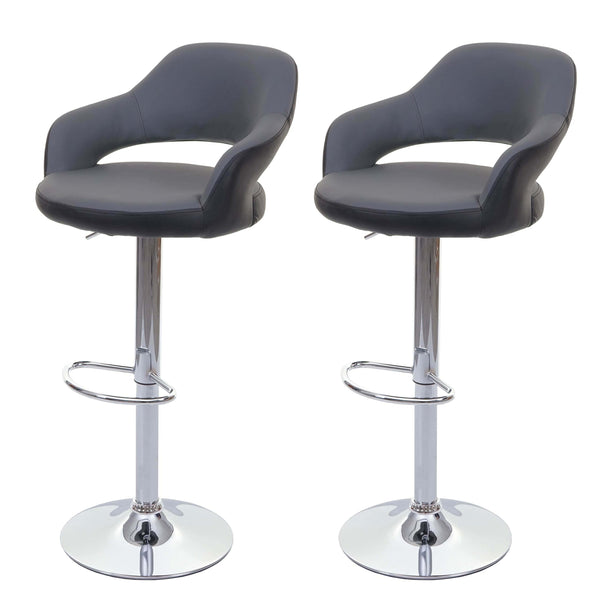 2er-Set Barhocker JAM-F16 Drehhocker mit Lehne grau-schwarz
