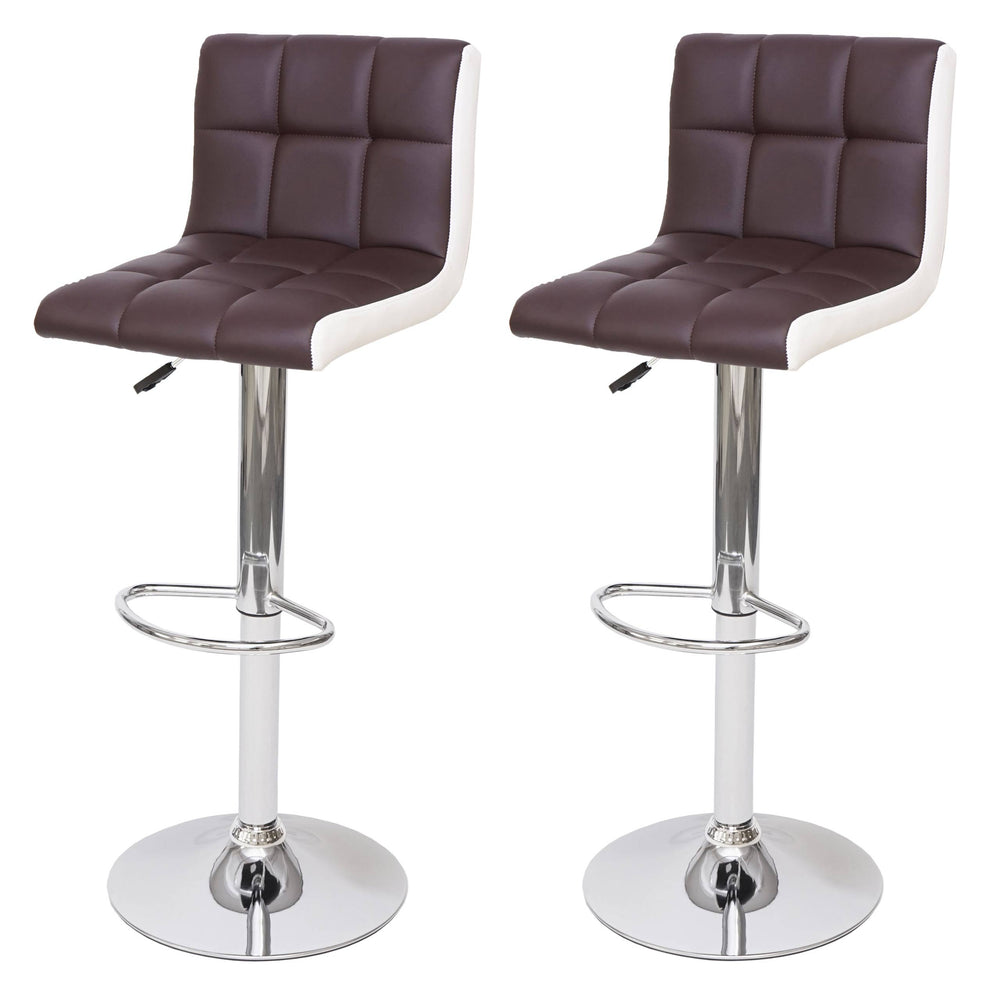 2er-Set Barhocker JAM-G87 höhenverstellbar Kunstleder braun-weiss Chromfuss