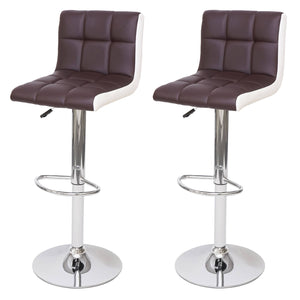 2er-Set Barhocker JAM-G87 höhenverstellbar Kunstleder braun-weiss Chromfuss