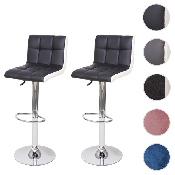 2er-Set Barhocker JAM-G87 höhenverstellbar Kunstleder schwarz-weiss Chromfuss
