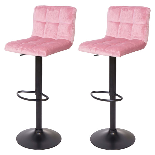 2er-Set Barhocker JAM-G87 höhenverstellbar Samt rosa Fuss schwarz