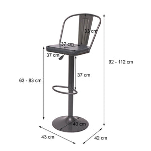 2er-Set Barhocker JAM-H10a höhenverstellbar Industrial schwarz-grau
