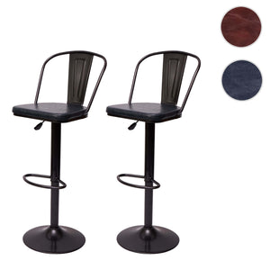 2er-Set Barhocker JAM-H10a höhenverstellbar Industrial schwarz-grau