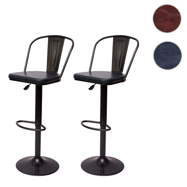 2er-Set Barhocker JAM-H10a höhenverstellbar Industrial schwarz-grau