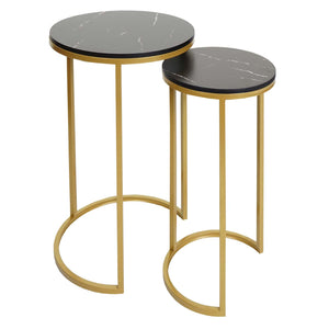 2er-Set Beistelltisch JAM-K46 Marmor-Optik FSC schwarz-gold