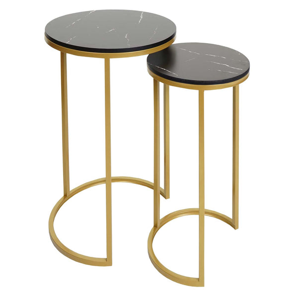 2er-Set Beistelltisch JAM-K46 Marmor-Optik FSC schwarz-gold