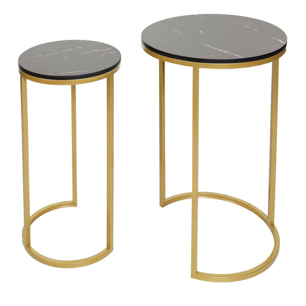 2er-Set Beistelltisch JAM-K46 Marmor-Optik FSC schwarz-gold