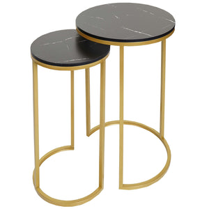 2er-Set Beistelltisch JAM-K46 Marmor-Optik FSC schwarz-gold