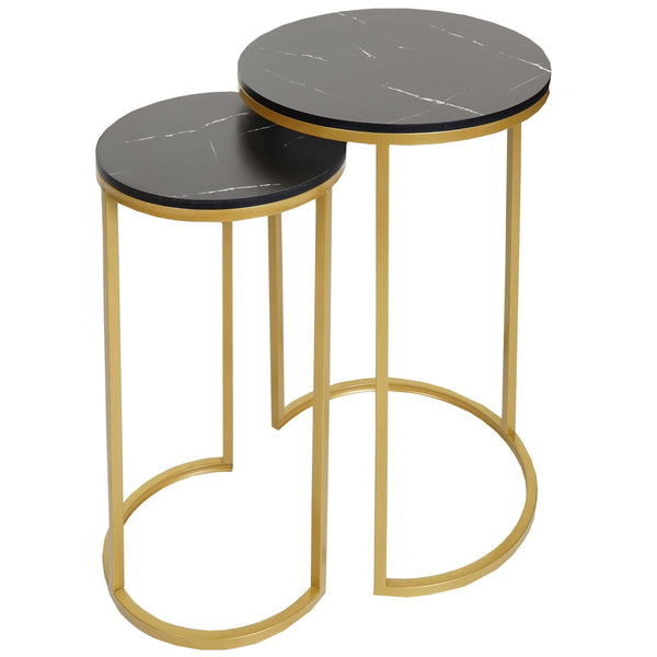 2er-Set Beistelltisch JAM-K46 Marmor-Optik FSC schwarz-gold