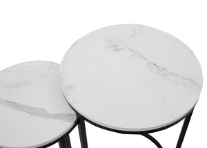 2er-Set Beistelltisch JAM-K46 Marmor-Optik FSC weiss-schwarz
