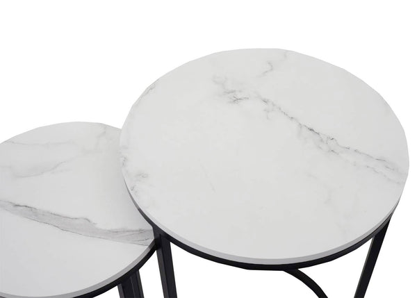 2er-Set Beistelltisch JAM-K46 Marmor-Optik FSC weiss-schwarz