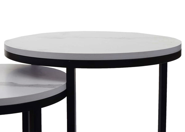 2er-Set Beistelltisch JAM-K46 Marmor-Optik FSC weiss-schwarz