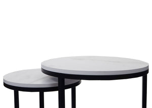 2er-Set Beistelltisch JAM-K46 Marmor-Optik FSC weiss-schwarz