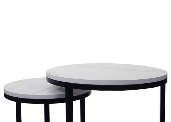 2er-Set Beistelltisch JAM-K46 Marmor-Optik FSC weiss-schwarz