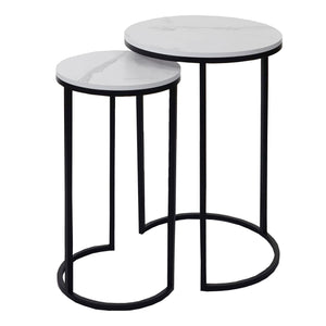 2er-Set Beistelltisch JAM-K46 Marmor-Optik FSC weiss-schwarz
